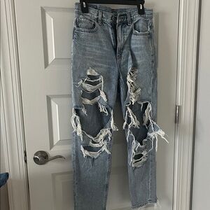 American Eagle Outfitters Ripped Light Blue Boyfriend Jeans